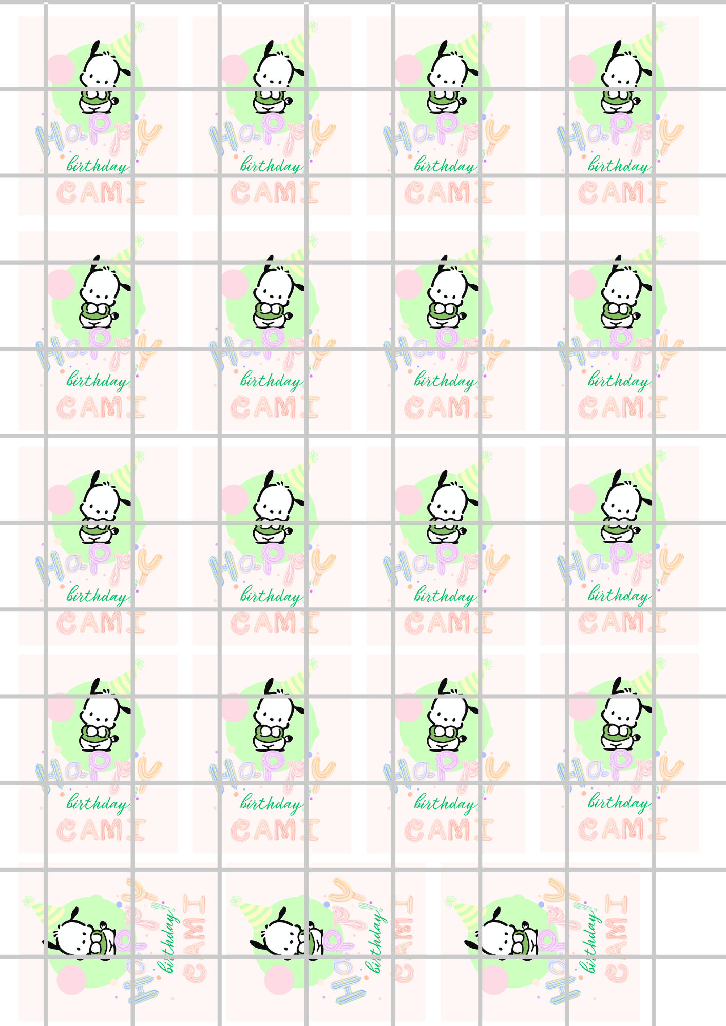 PORTADA PARA INVITACION DE NIÑA, DE SANRIO, POCHACCO, PERRO BLANCO, EDITABLES Y DESCARGABLES PARA FIESTA/GIRL'S INVITATION TEMPLATE: SANRIO, POCHACCO, WHITE DOG—EDITABLE AND DOWNLOADABLE FOR PARTIES